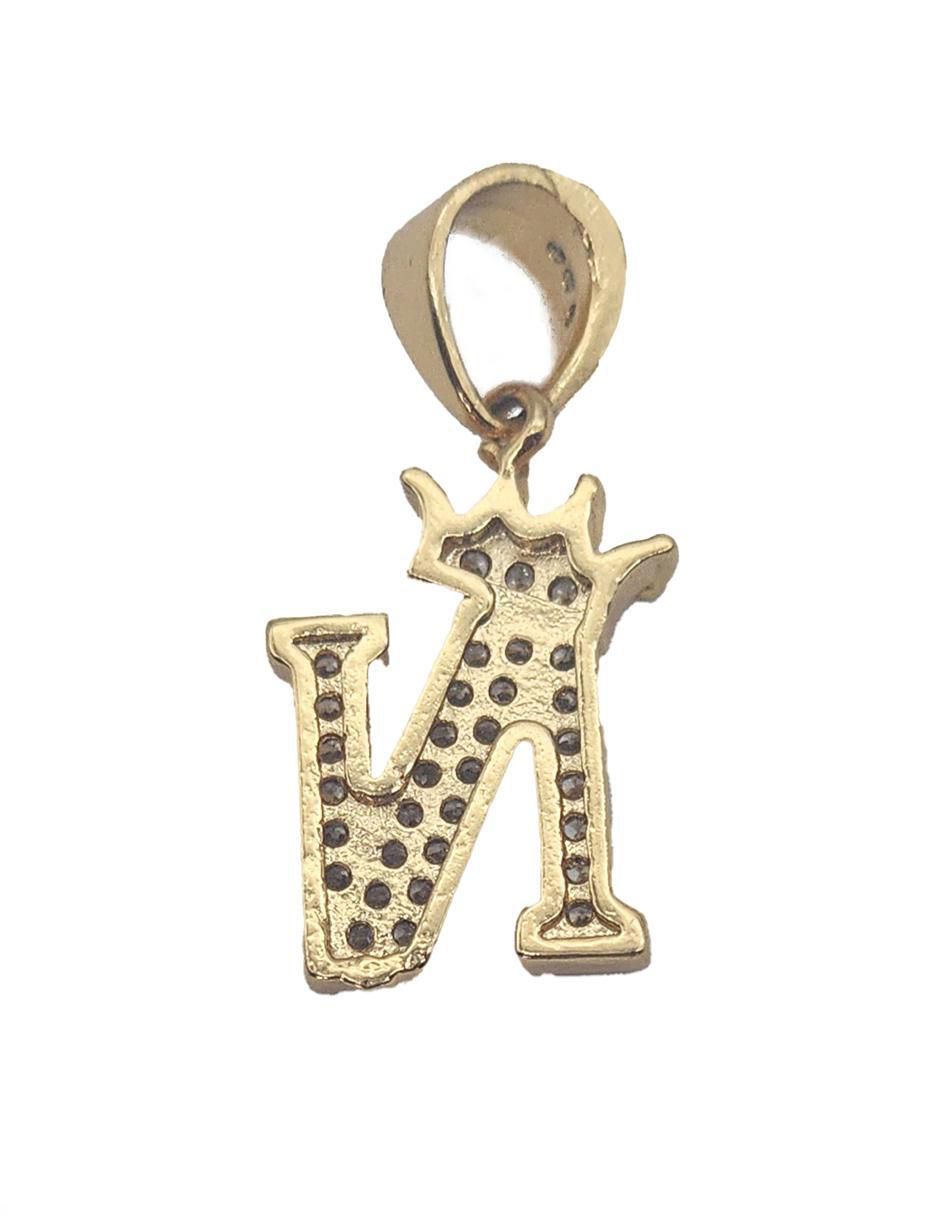 Collar con dije de letra n Letras de oro laminado 10 K 4
