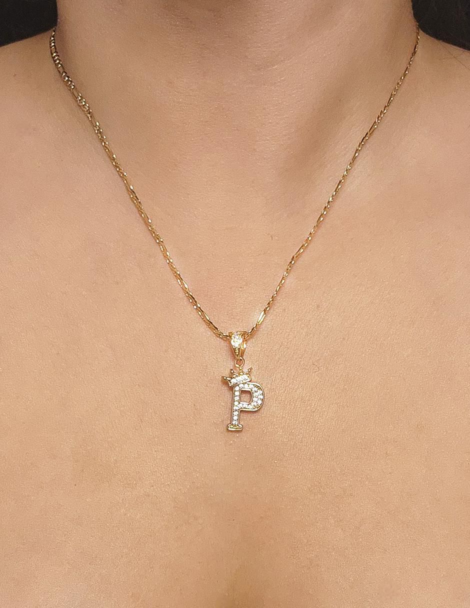 Collar con dije de letra p Letras de oro laminado 10 K 2