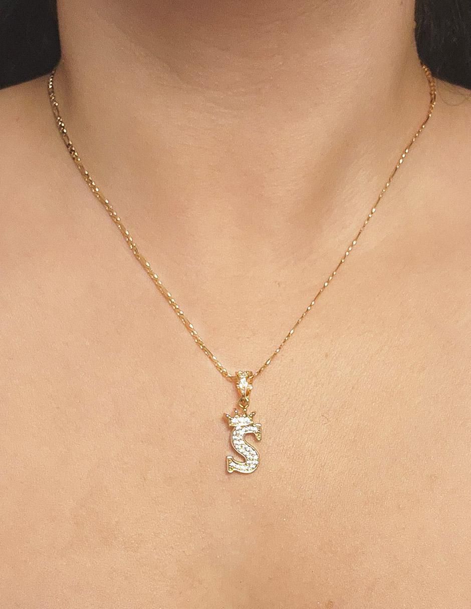 Collar con dije de letra s Letras de oro laminado 10 K 2