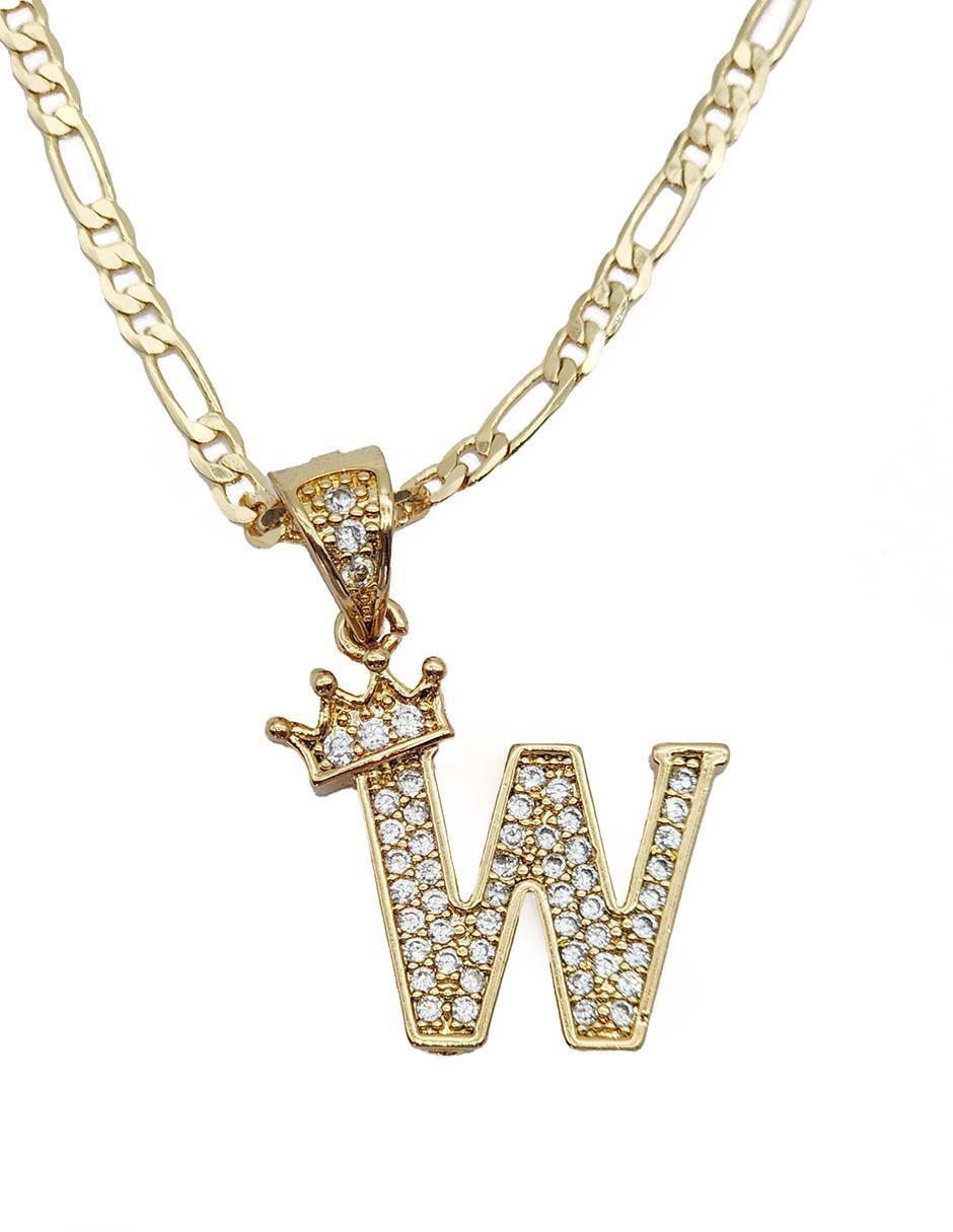 Collar con dije de letra w Letras de oro laminado 10 K