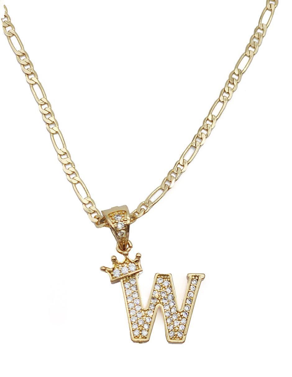 Collar con dije de letra w Letras de oro laminado 10 K 3