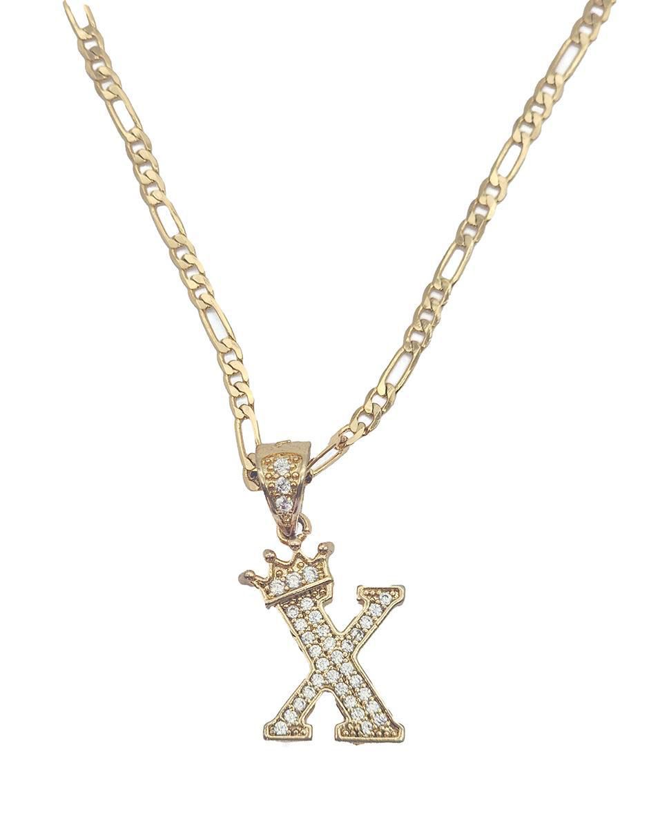 Collar con dije de letra x Letras de oro laminado 10 K 3