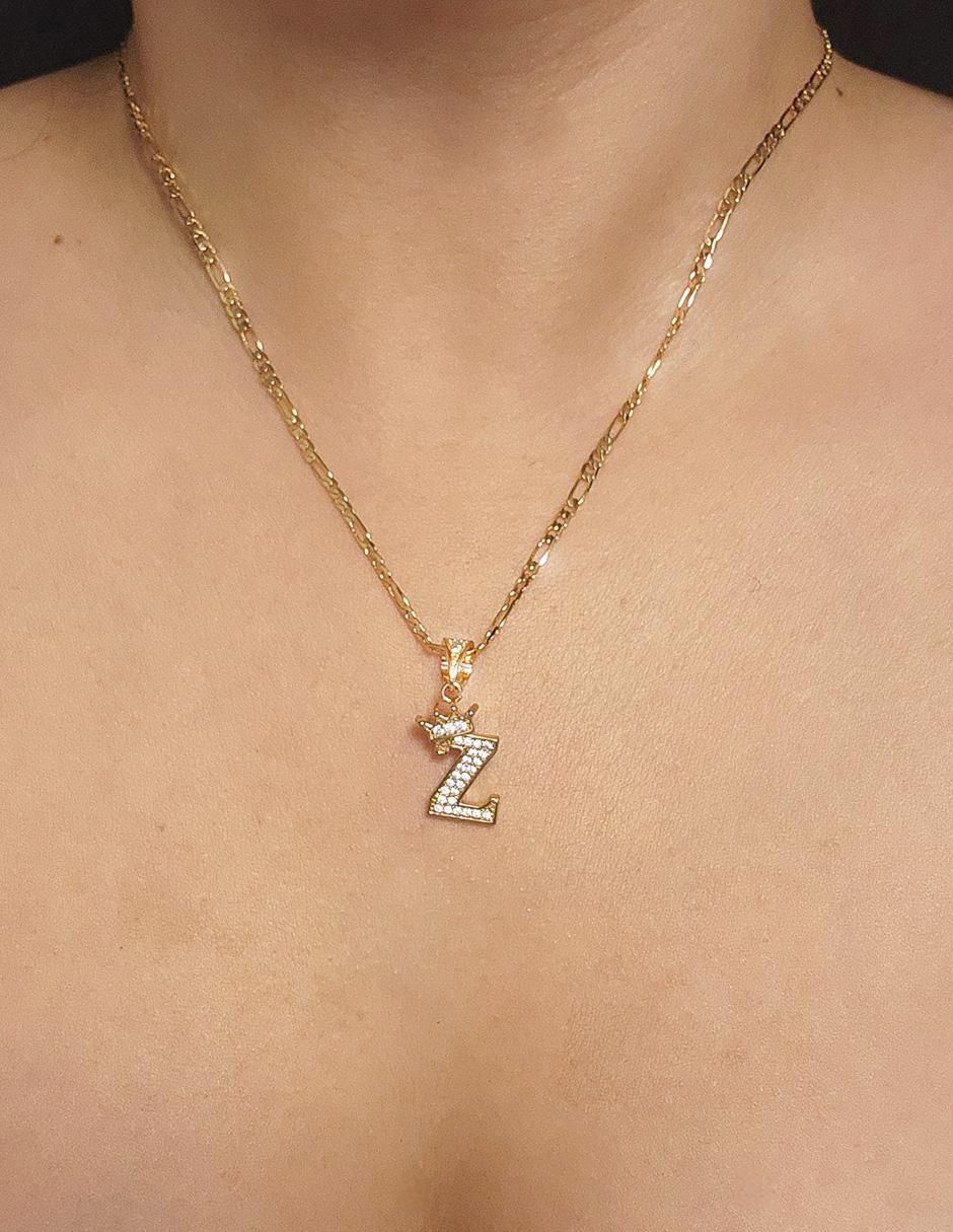 Collar con dije de letra z Letras de oro laminado 10 K 4
