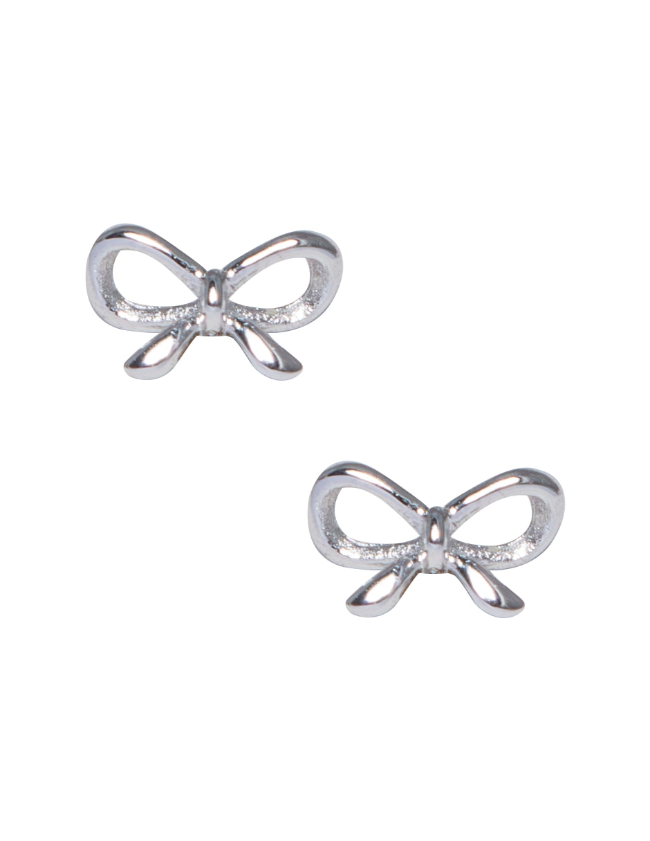 Broqueles de moño de plata P 925 con acabado baño rodio