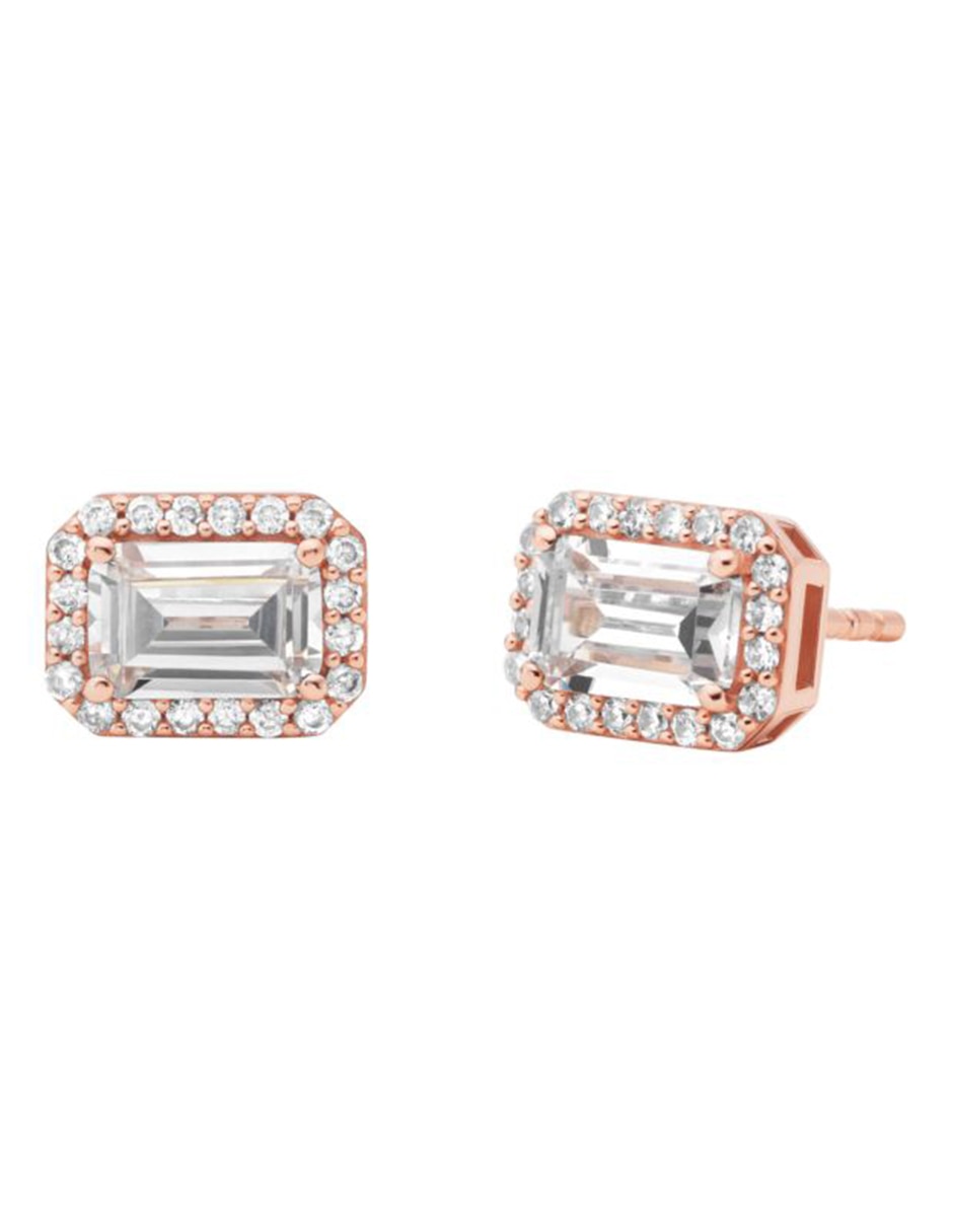 Broqueles rectangulares de plata P 925 con acabado brillante zirconia cúbica Broqueles rectangulares de plata P 925 con acabado brillante zirconia cúbica