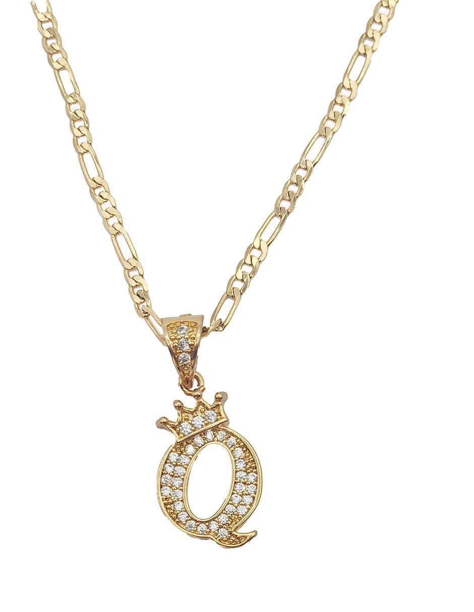 Collar con dije de letra q Letras de oro laminado 10 K
