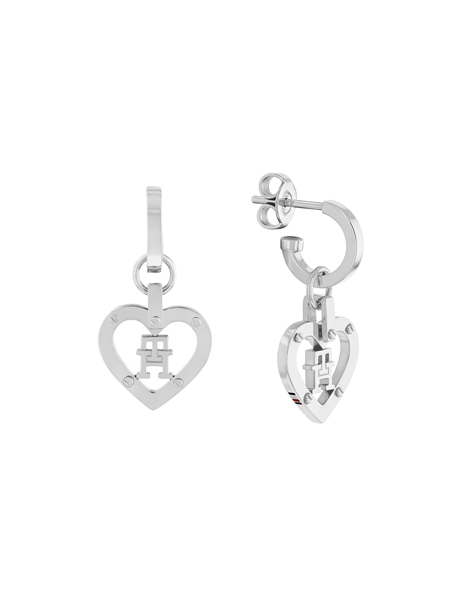 Aretes de corazón Monogram Hearts con acabado brillante