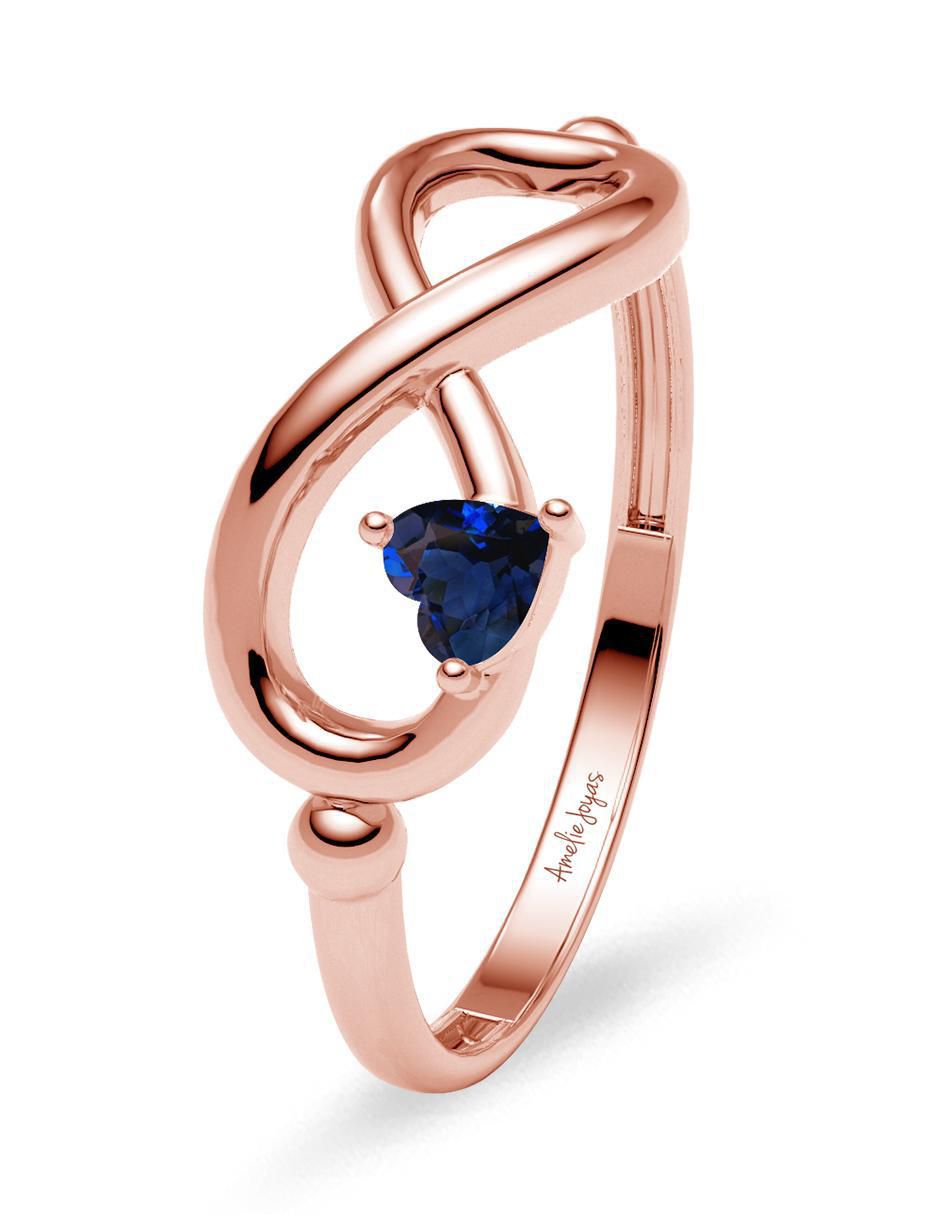 Anillo de infinito 14 k de oro zafiro brillante 2