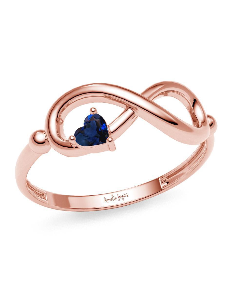 Anillo de infinito 14 k de oro zafiro brillante 3