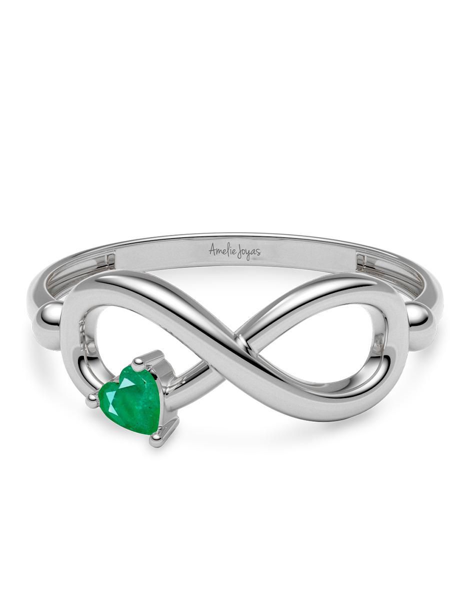 Anillo de infinito 14 k de oro esmeralda brillante