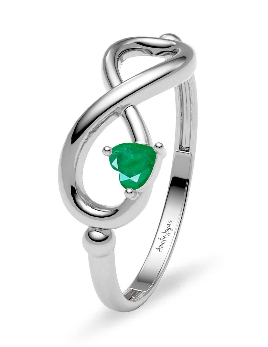 Anillo de infinito 14 k de oro esmeralda brillante 2