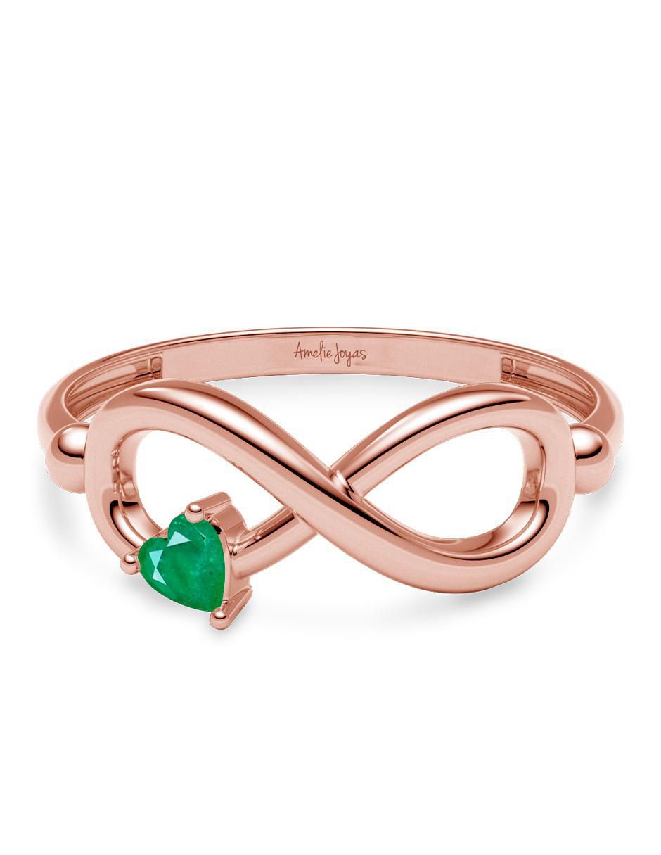Anillo de infinito 14 k de oro esmeralda brillante