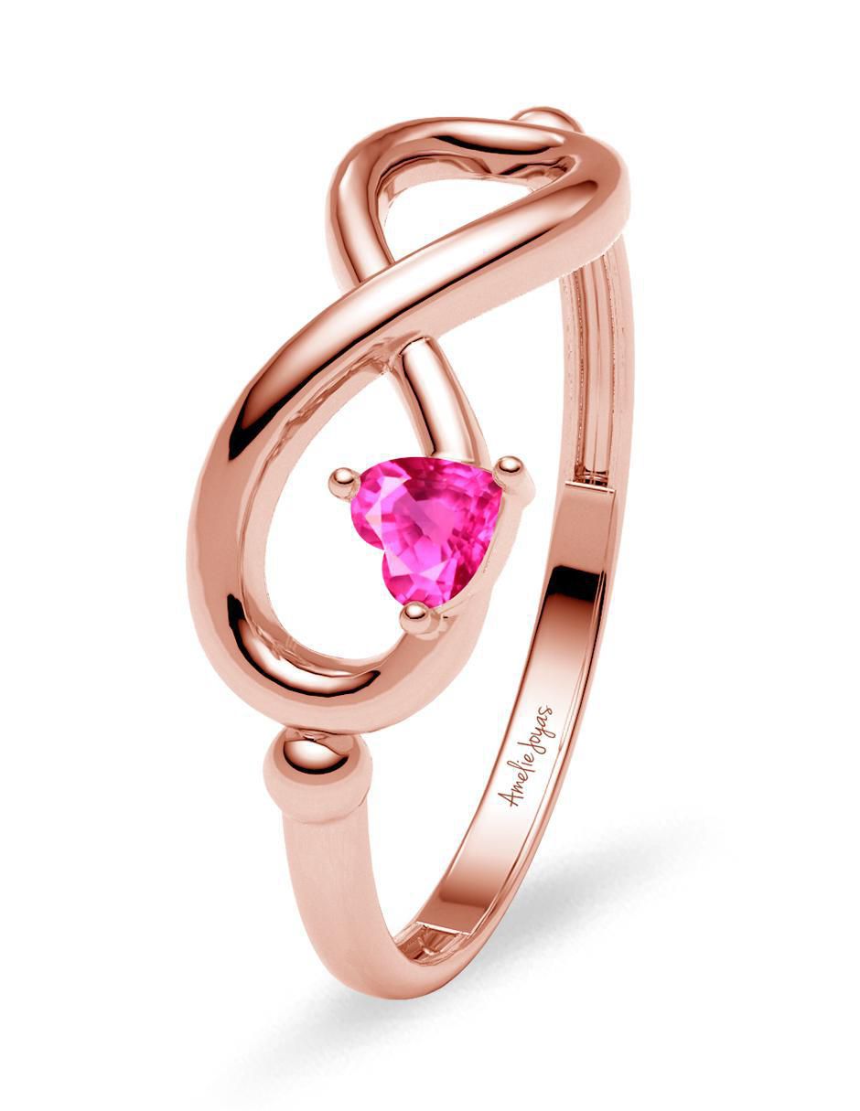 Anillo de infinito 14 k de oro zafiro rosa brillante 2