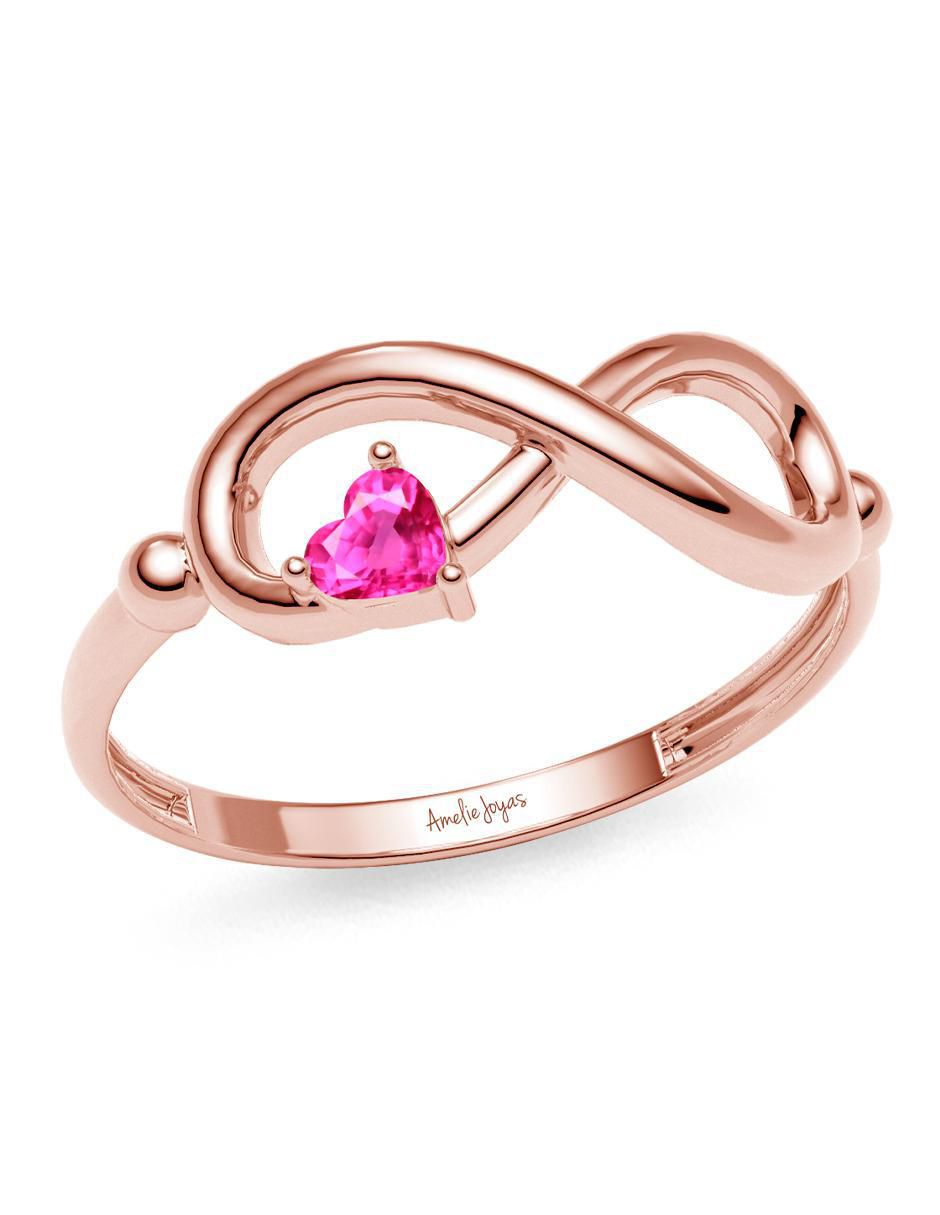 Anillo de infinito 14 k de oro zafiro rosa brillante 3