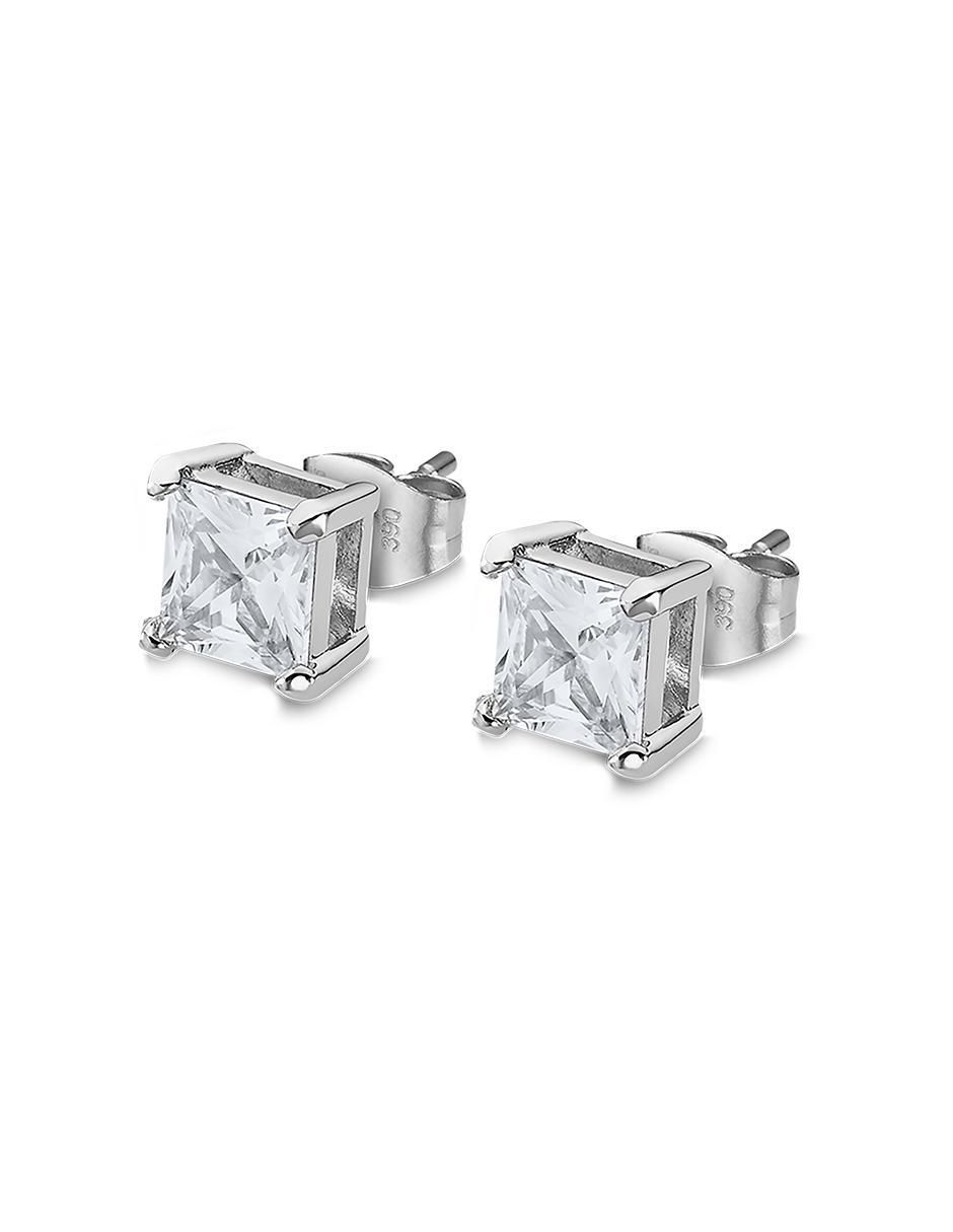 Aretes cuadrados con acabado brillante circonita Aretes cuadrados con acabado brillante circonita
