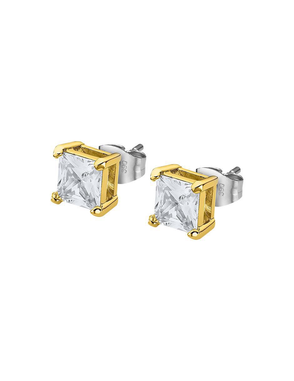 Aretes cuadrados Men's con acabado brillante circonita 1