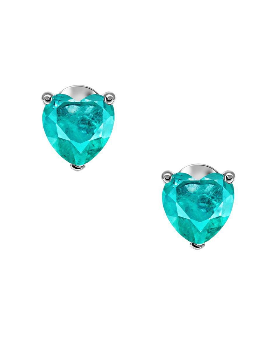 Broqueles de corazón de plata P 925 turmalina