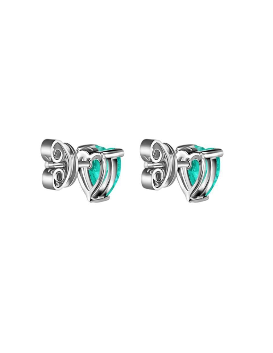 Broqueles de corazón de plata P 925 turmalina 3