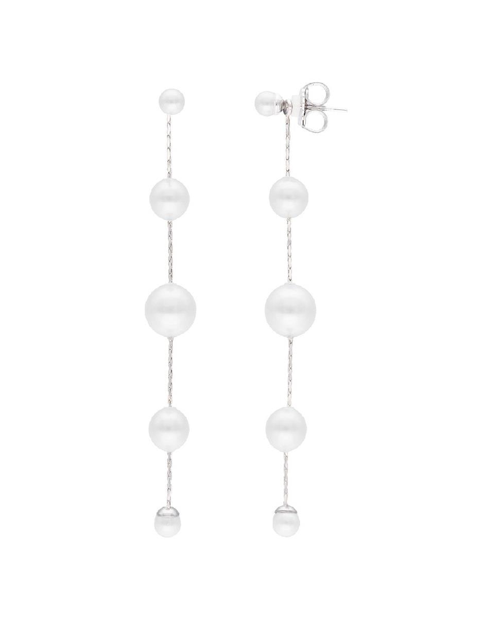 Aretes circulares Dangle de plata P 925 con acabado lustre perla 1