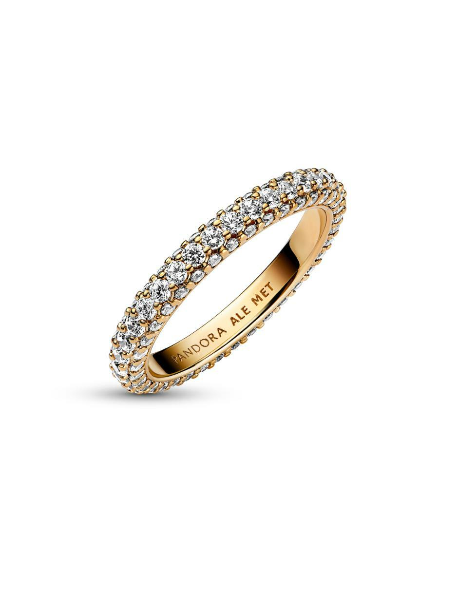 Anillo Timeless de plata P 925 zirconia cúbica con acabado baño de oro 2