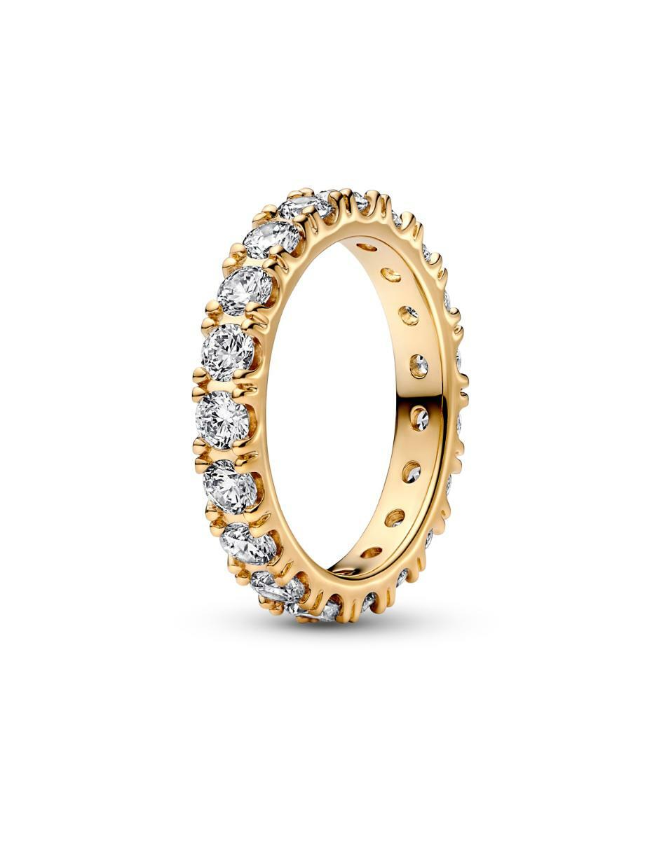 Anillo Timeless de plata P 925 zirconia cúbica con acabado baño de oro