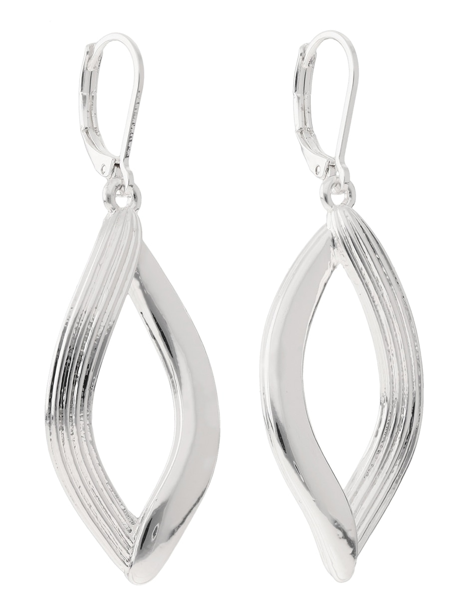Aretes de rombo Smooth Silver con acabado brillante 2
