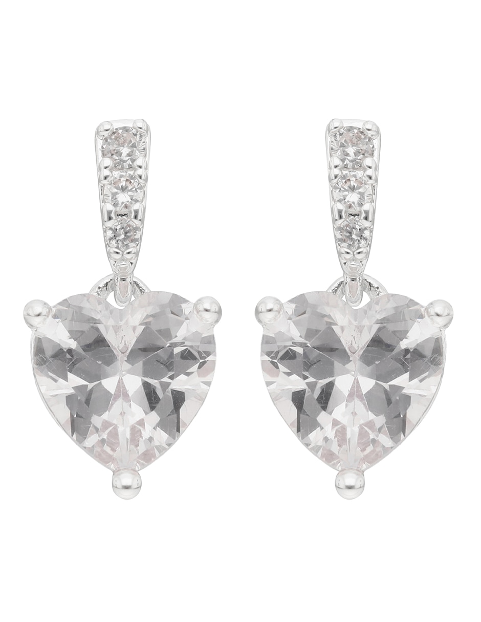 Aretes de corazón con acabado brillante zirconia 1