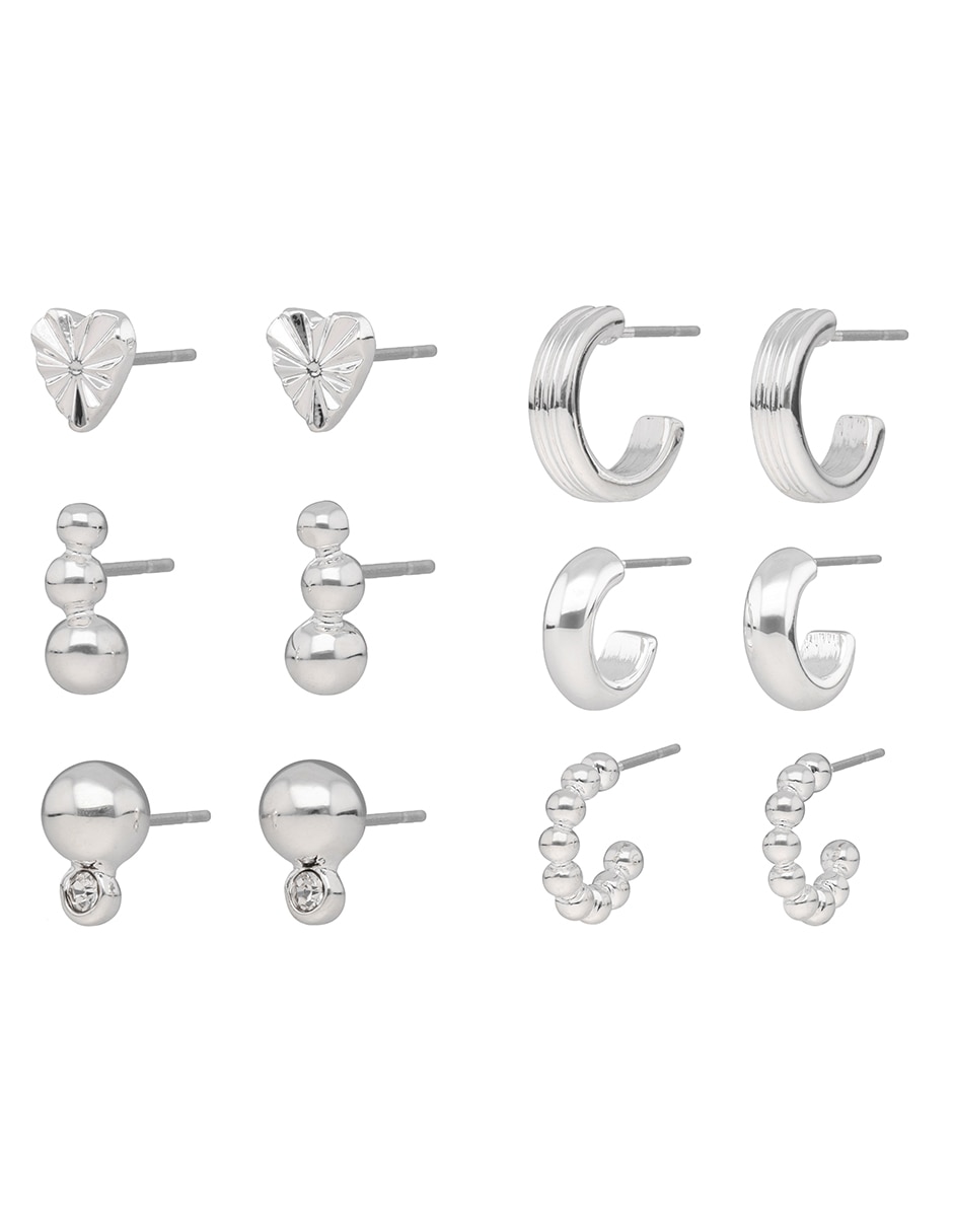 Set de aretes con acabado brillante cristal