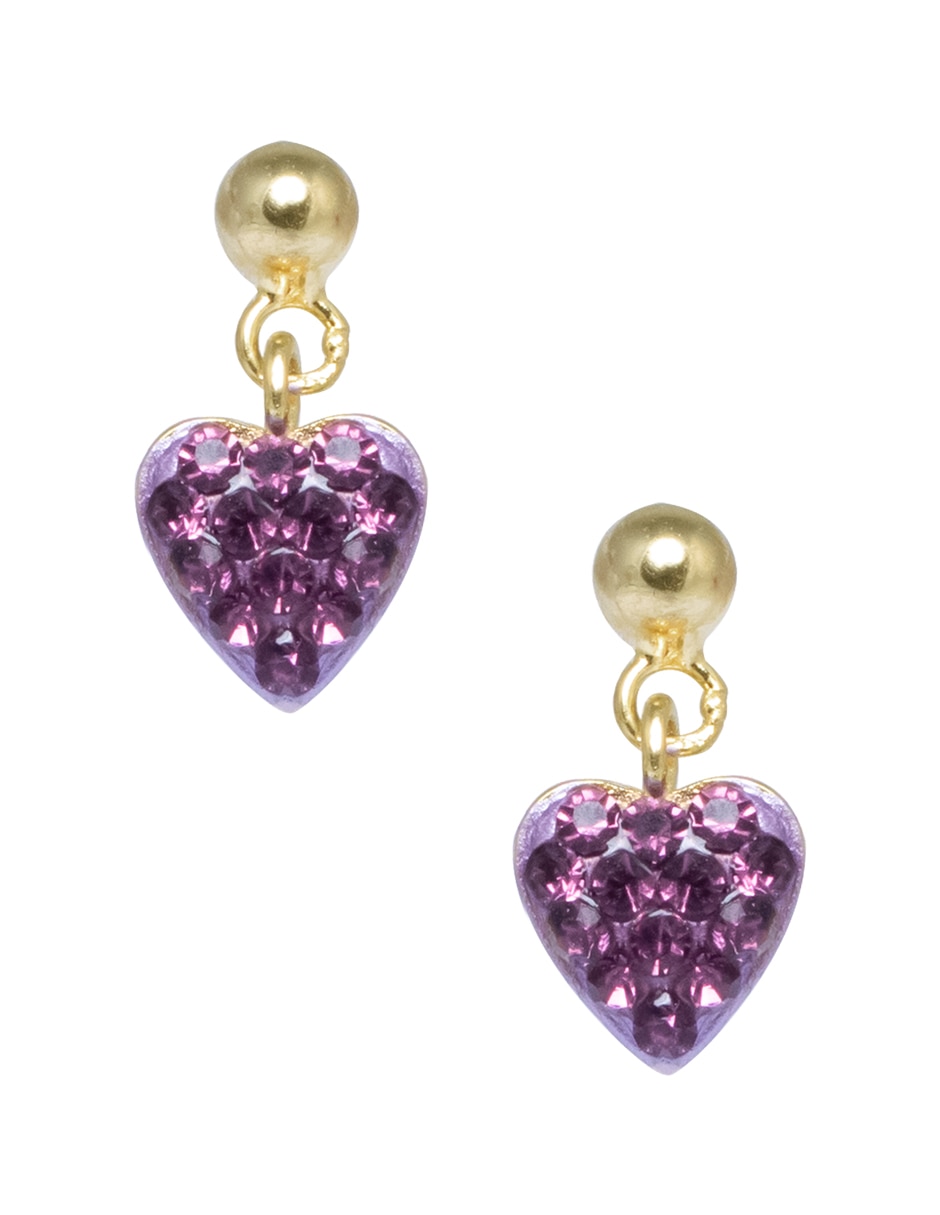 Aretes de corazón de plata P 925 con acabado brillante cristal Aretes de corazón de plata P 925 con acabado brillante cristal