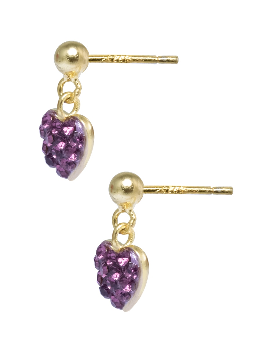 Aretes de corazón de plata P 925 con acabado brillante cristal 2