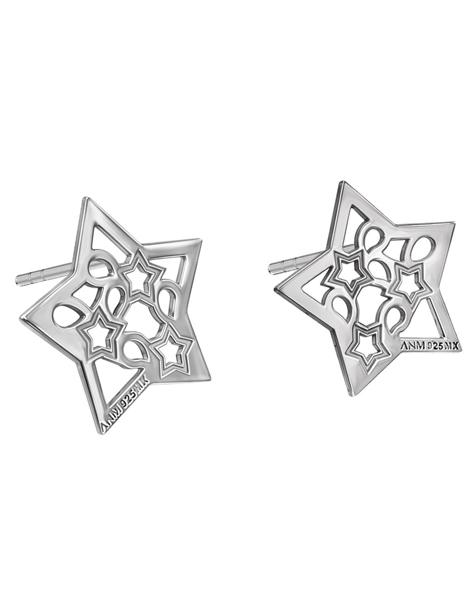 Aretes de estrella Deseos de plata P 925 con acabado brillante 2