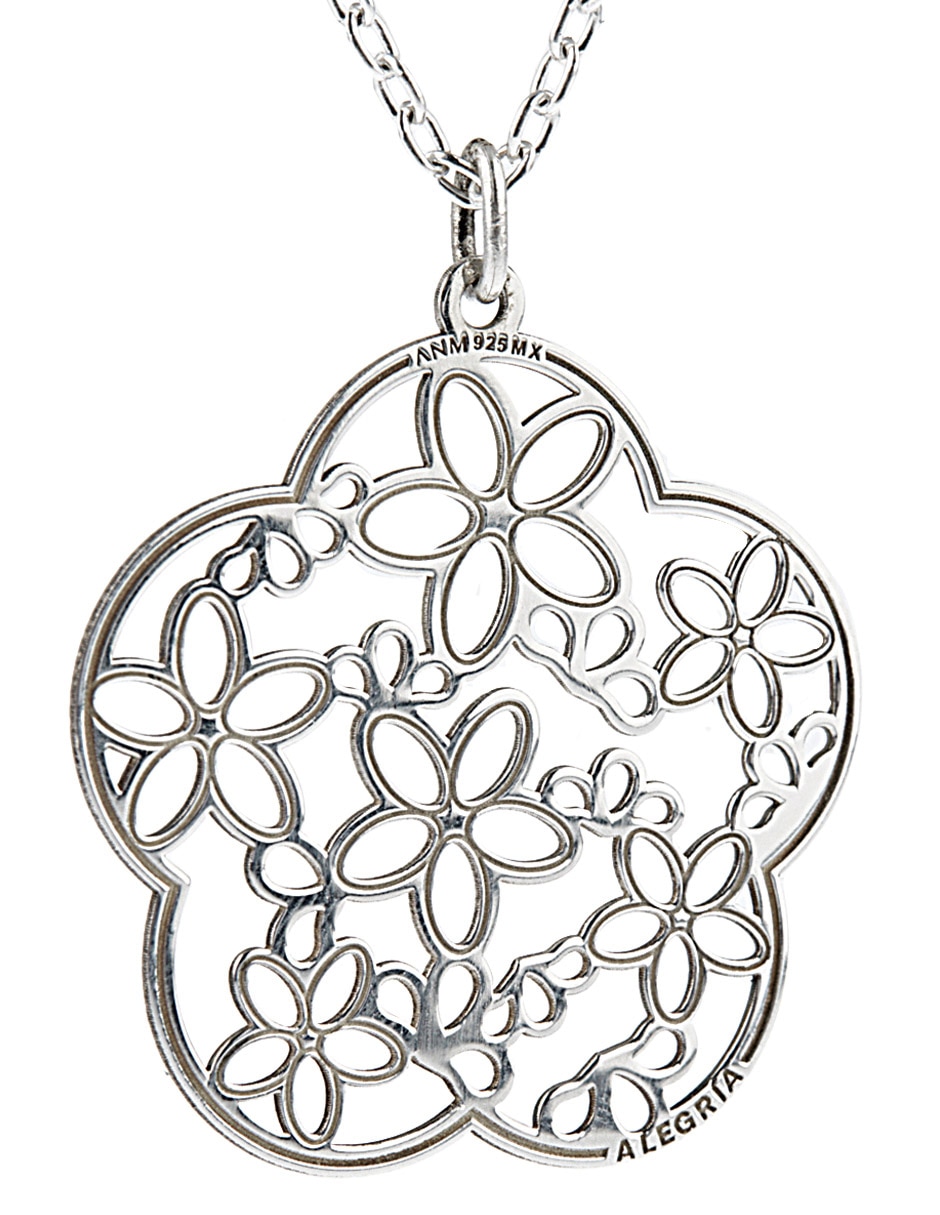 Colgante Y Dije de flor deseos de plata P 925