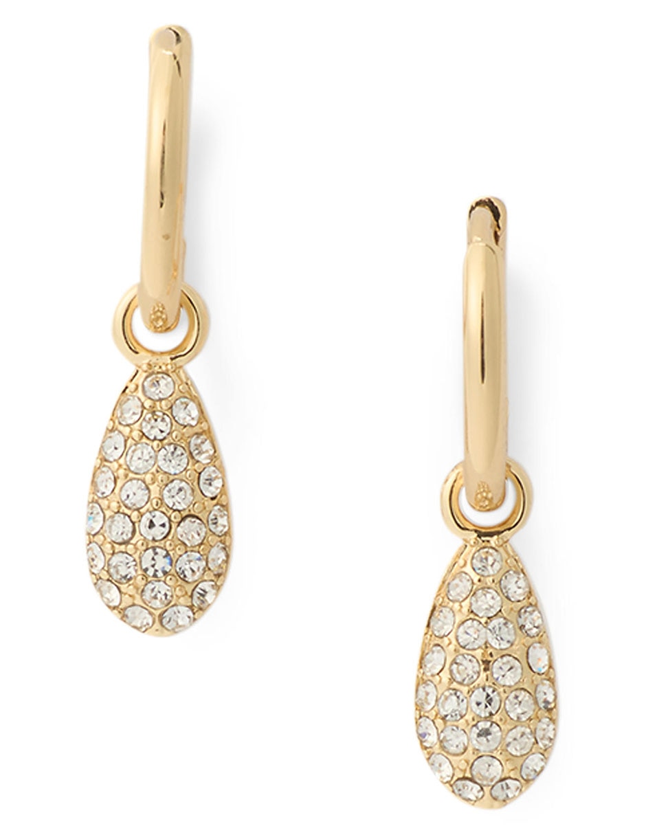 Aretes de gota Leora con acabado pavé cristal 1