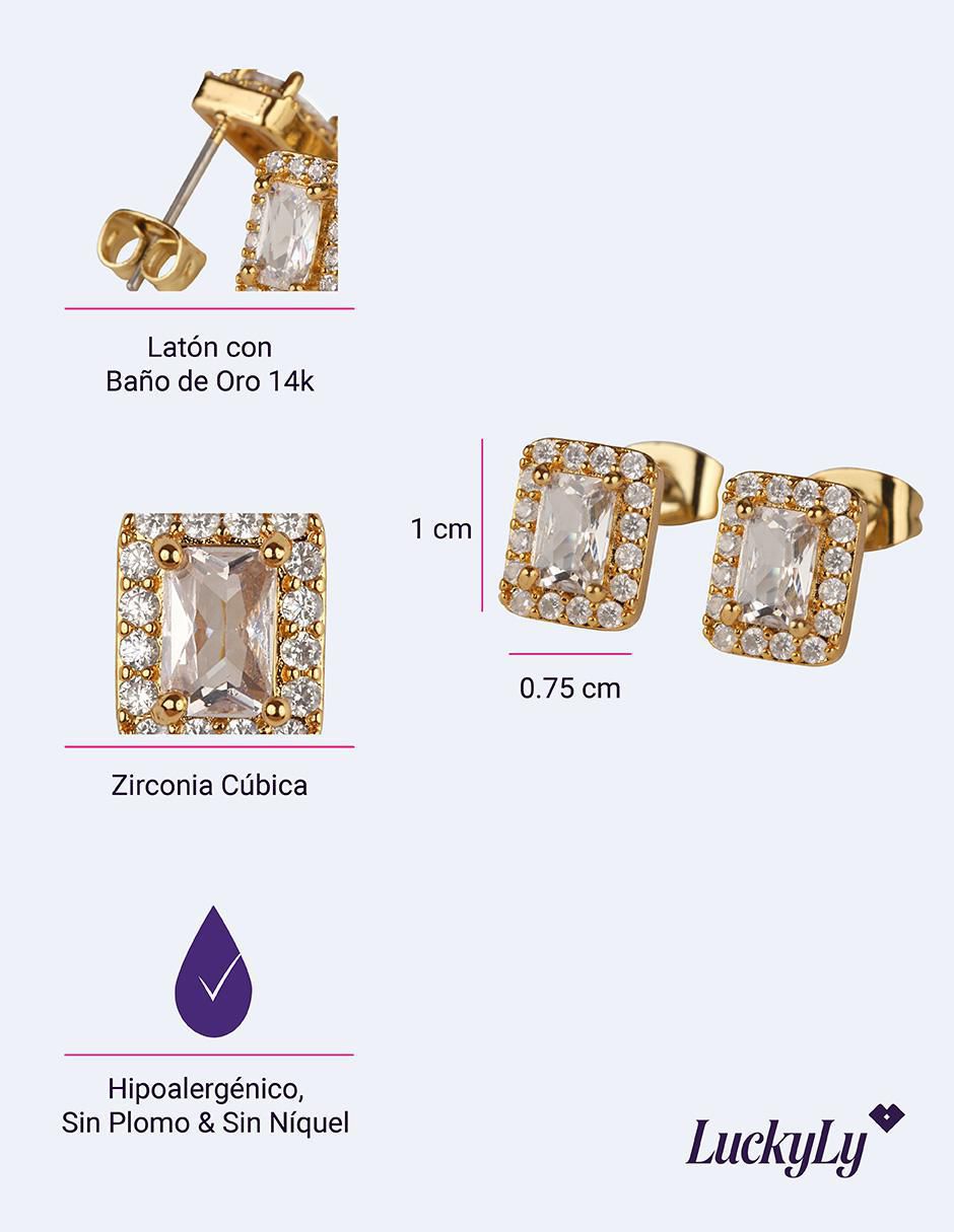 Broqueles cuadrados Elia con acabado brillante zirconia cúbica 3