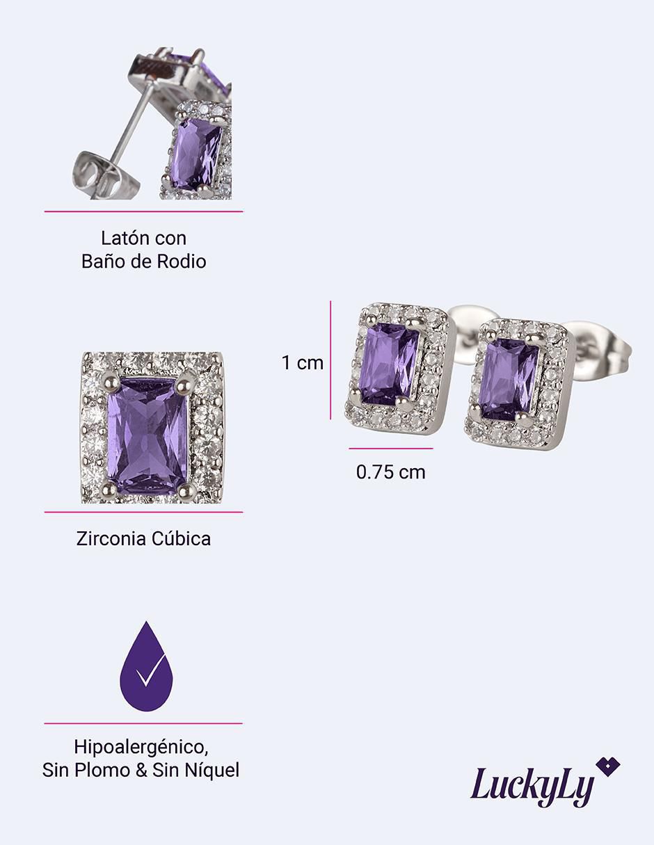 Broqueles "de (si aplica)" cuadrada sin temática luckyly elia "de" latón 14 k "con acabado" brillante zirconia cúbica