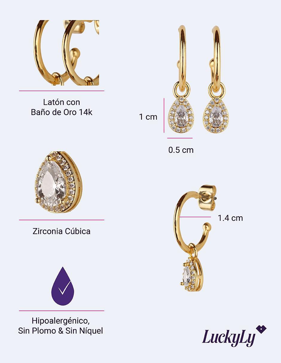 Arracadas "de (si aplica)" gota sin temática luckyly dory "de" latón 14 k "con acabado" baño oro zirconia cúbica