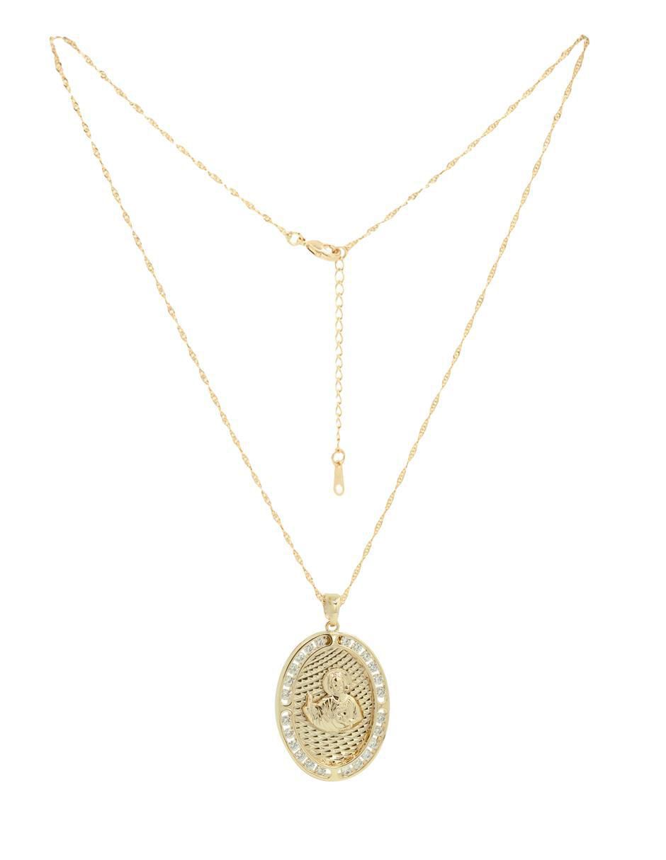 Collar con dije ovalado de baño de oro 2