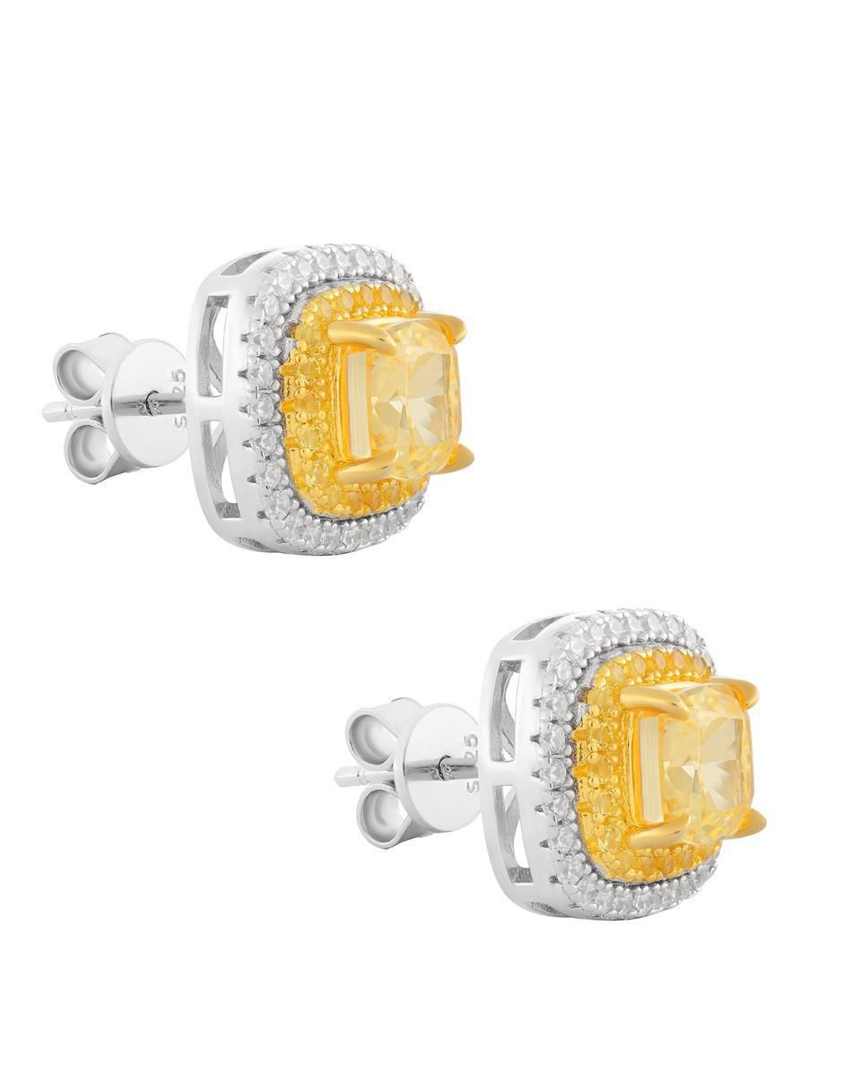 Broqueles cuadrados de plata P 925 con acabado pavé zirconia 2