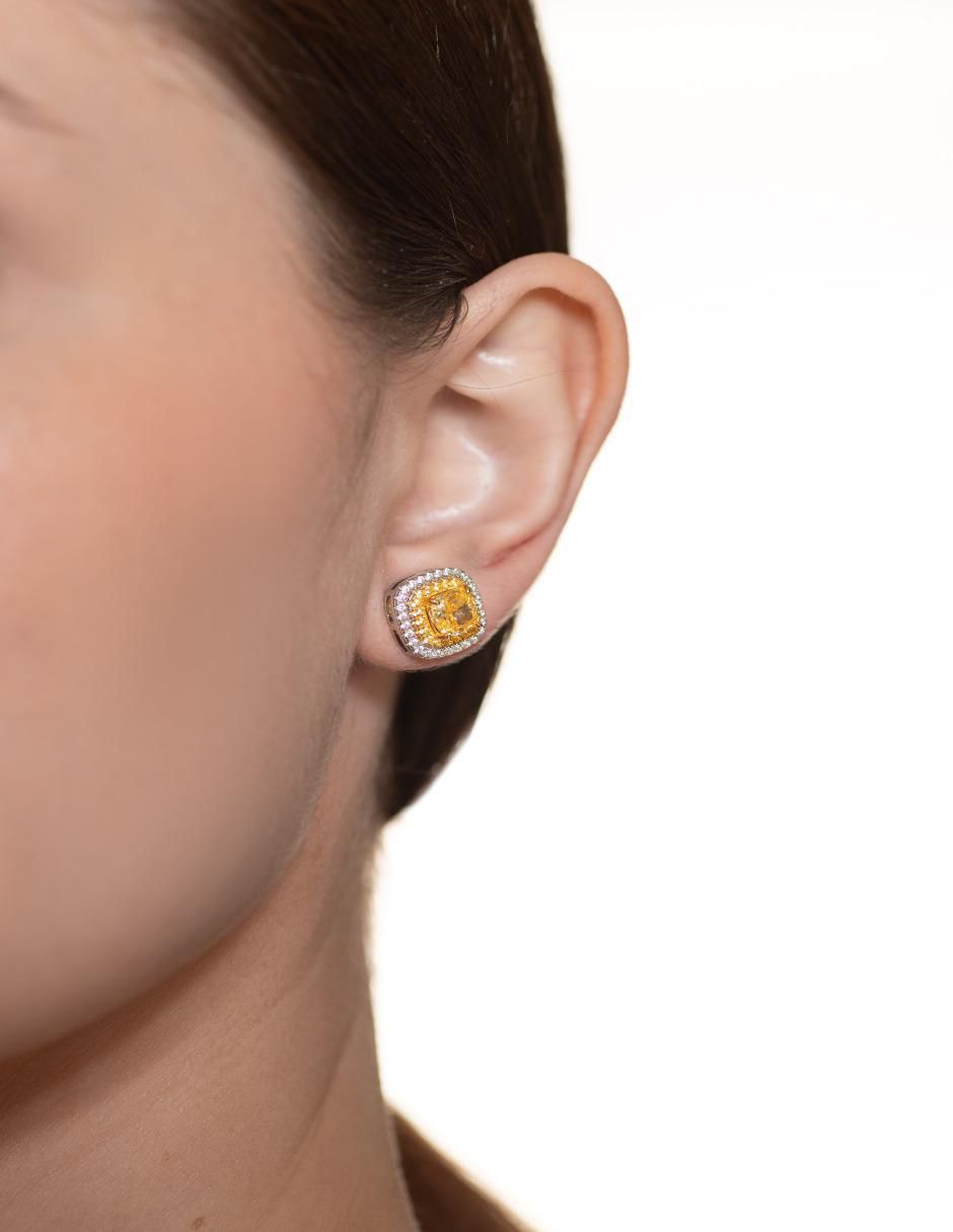Broqueles cuadrados de plata P 925 con acabado pavé zirconia 4