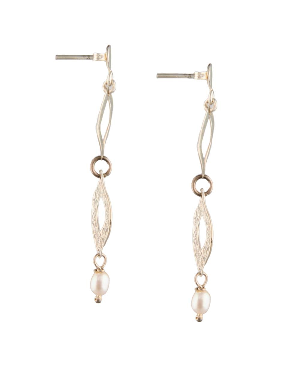 Aretes de rombo Filigrana de plata P 925 con acabado brillante perla 3