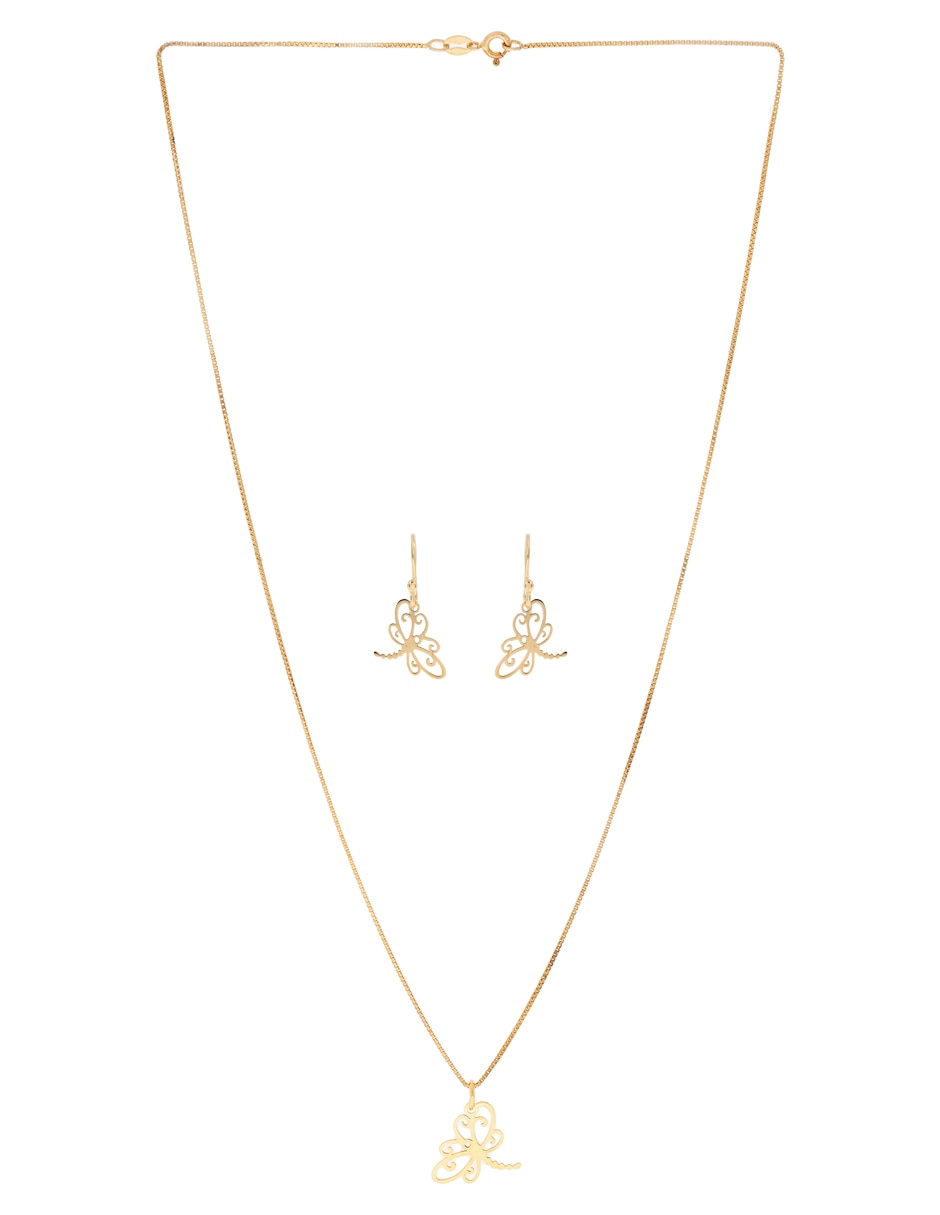 Aretes y collar de libélula Naturaleza de plata P 925