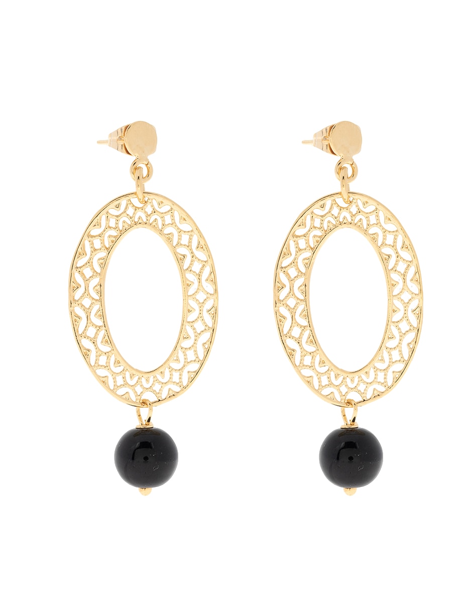 Aretes y collar ovalados Filigrana de plata P 925 ónix 3