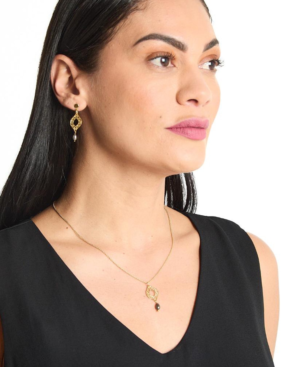 Aretes y collar de plata P 925 ojo de tigre 5