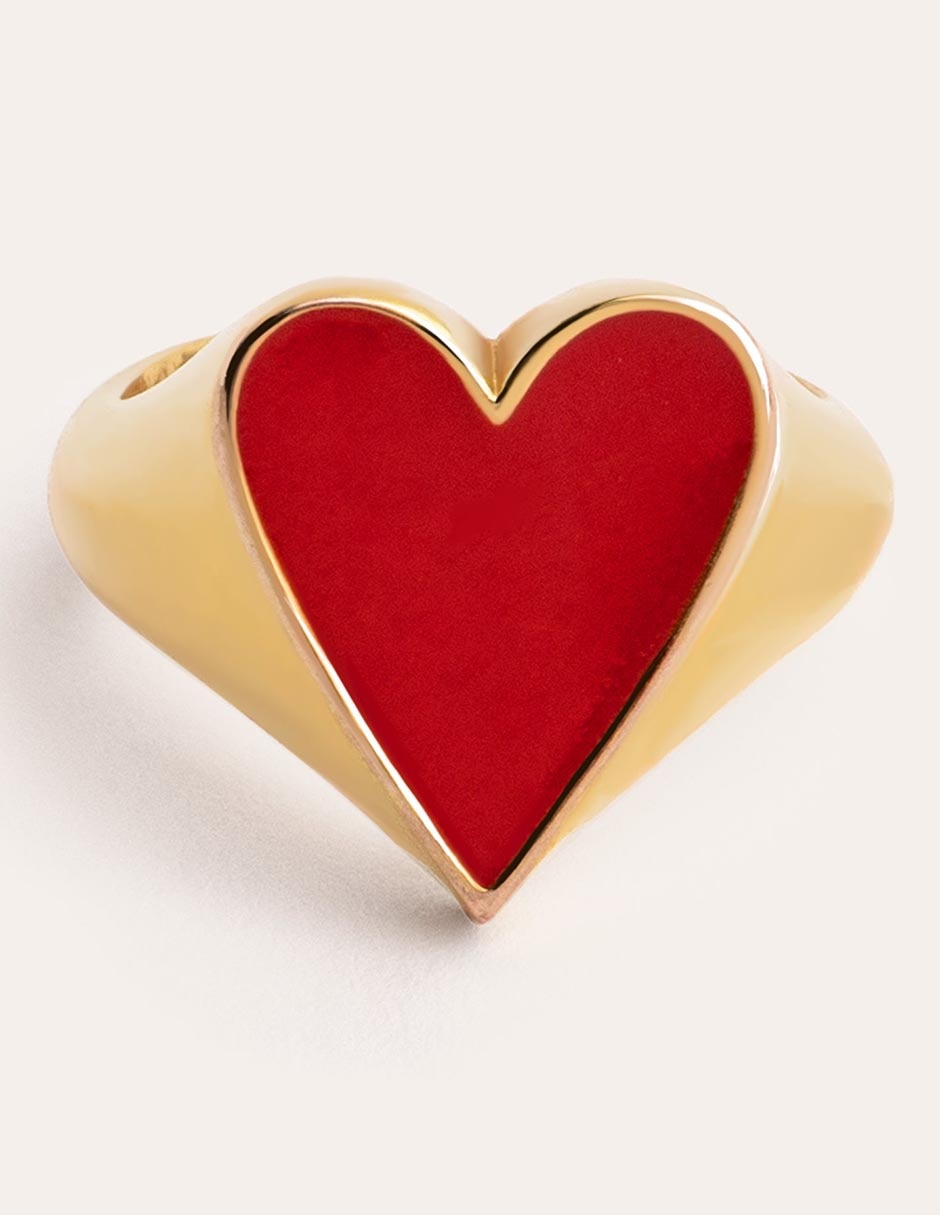 Anillo de corazón Continuidad con acabado baño de oro 18 k 2