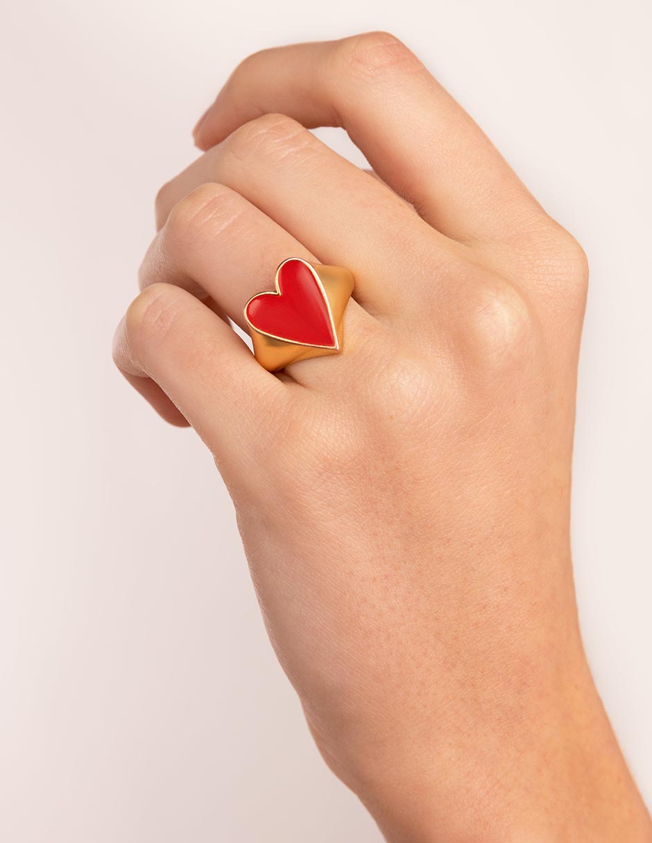 Anillo de corazón Continuidad con acabado baño de oro 18 k 3