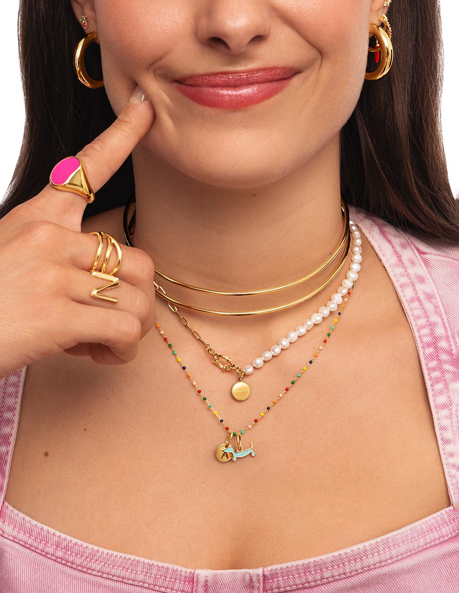 Collar Chic Pearl de baño de oro 18 K