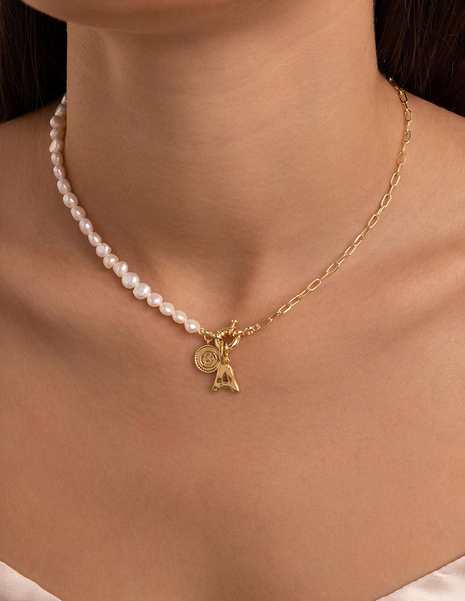 Collar Chic Pearl de baño de oro 18 K 5