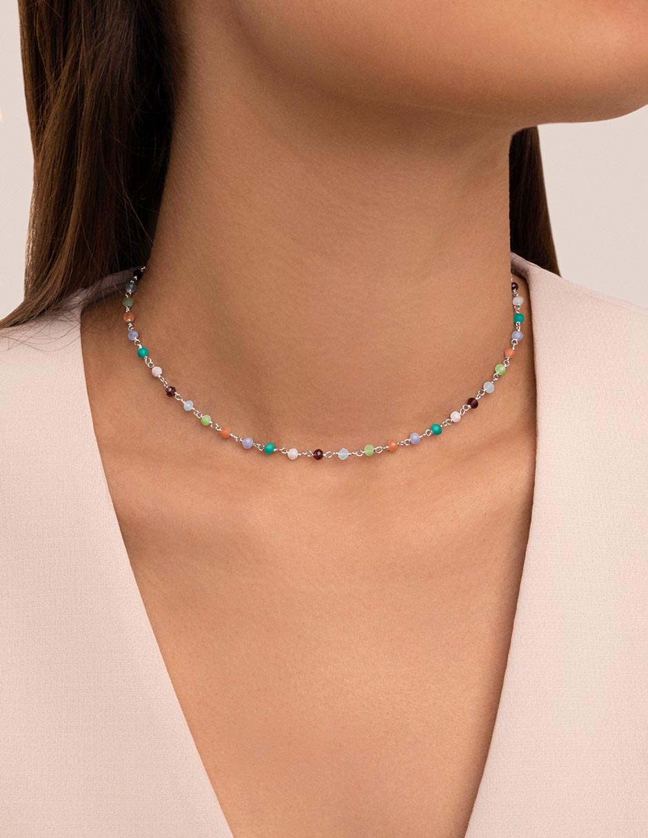 Collar Crystals Colors de plata 4