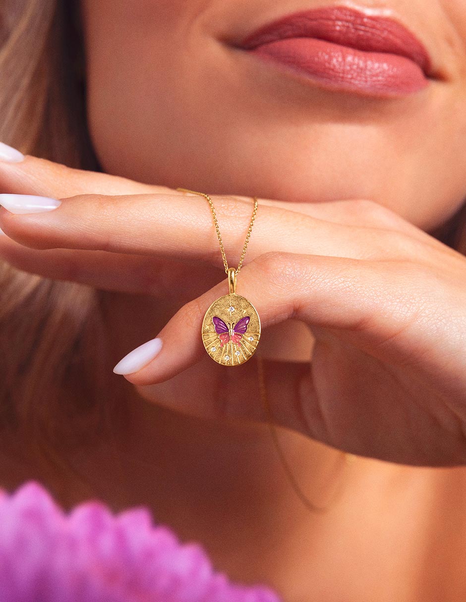 Collar de mariposa The Garden de baño de oro 18 K 4