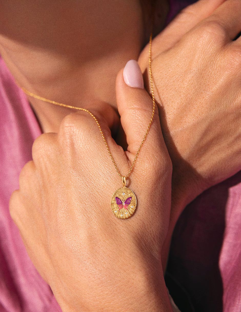 Collar de mariposa The Garden de baño de oro 18 K 5